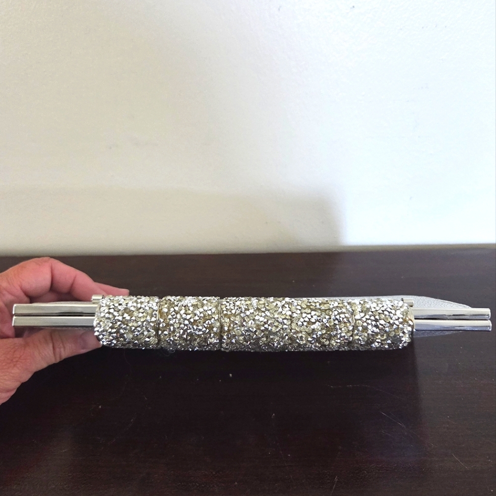 Kate Landry Silver Rhinestone Embellished Evening / Clutch Purse Chain Strap - Picture 6 of 10